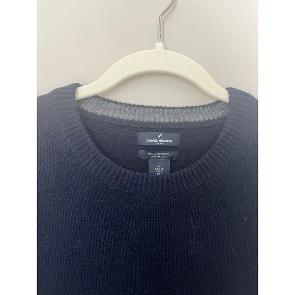 Daniel Hechter Paris Men's Large Navy Crew Neck Sweater Lambswool - Picture 5 of 10